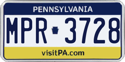 PA license plate MPR3728