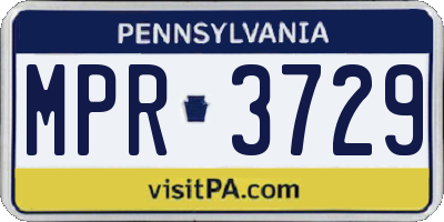 PA license plate MPR3729