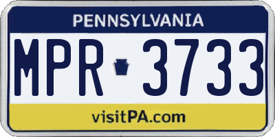 PA license plate MPR3733