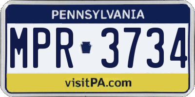 PA license plate MPR3734