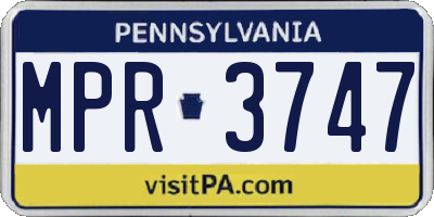 PA license plate MPR3747