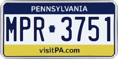 PA license plate MPR3751