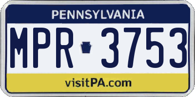 PA license plate MPR3753