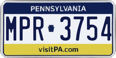 PA license plate MPR3754