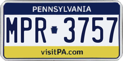 PA license plate MPR3757
