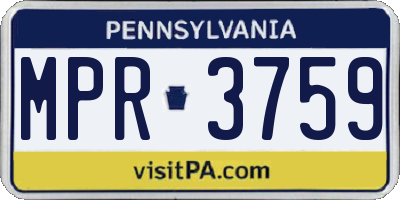 PA license plate MPR3759