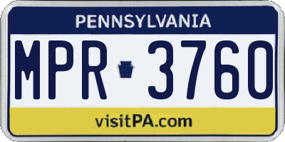 PA license plate MPR3760