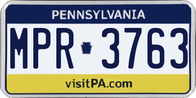 PA license plate MPR3763