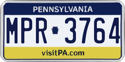 PA license plate MPR3764