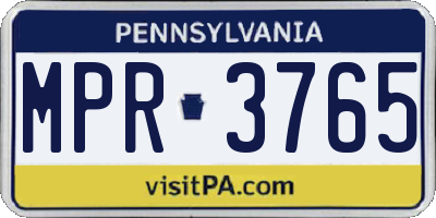 PA license plate MPR3765