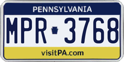 PA license plate MPR3768