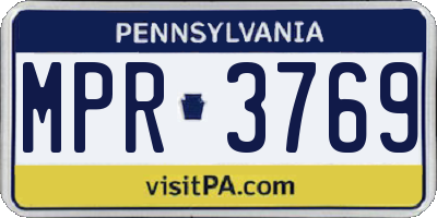 PA license plate MPR3769