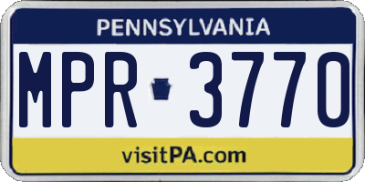 PA license plate MPR3770