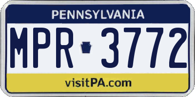 PA license plate MPR3772