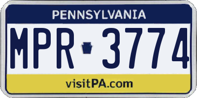 PA license plate MPR3774