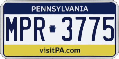 PA license plate MPR3775