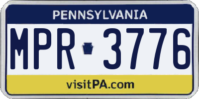 PA license plate MPR3776