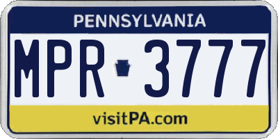 PA license plate MPR3777