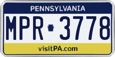 PA license plate MPR3778
