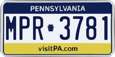 PA license plate MPR3781