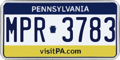 PA license plate MPR3783