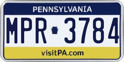 PA license plate MPR3784