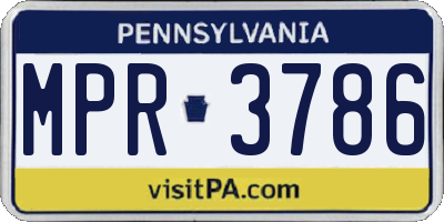 PA license plate MPR3786