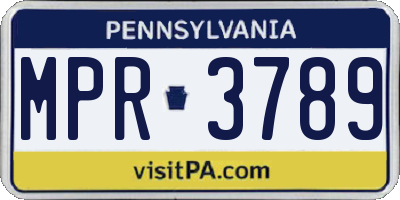 PA license plate MPR3789