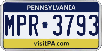 PA license plate MPR3793