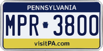 PA license plate MPR3800