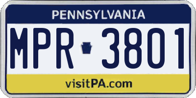 PA license plate MPR3801