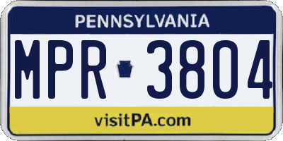 PA license plate MPR3804