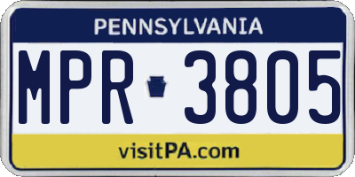PA license plate MPR3805