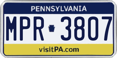 PA license plate MPR3807