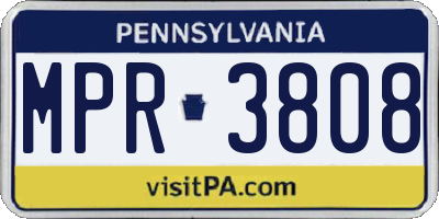 PA license plate MPR3808