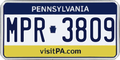 PA license plate MPR3809