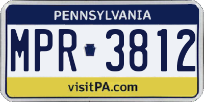 PA license plate MPR3812