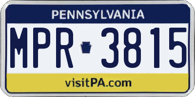 PA license plate MPR3815