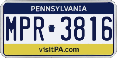 PA license plate MPR3816