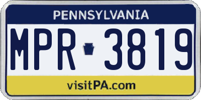 PA license plate MPR3819