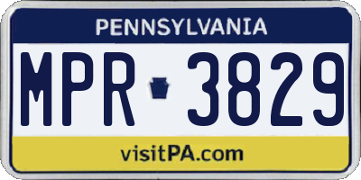 PA license plate MPR3829