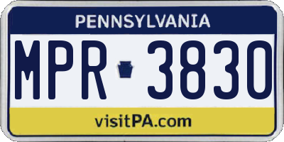PA license plate MPR3830