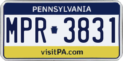 PA license plate MPR3831