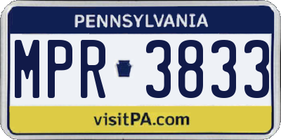 PA license plate MPR3833