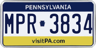 PA license plate MPR3834