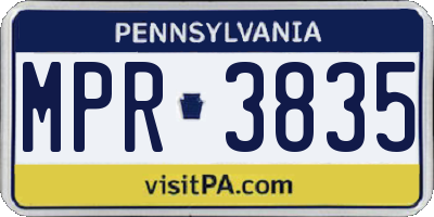 PA license plate MPR3835