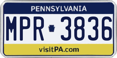 PA license plate MPR3836