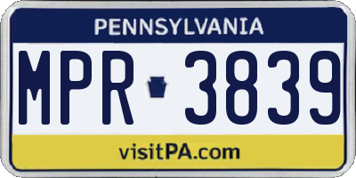 PA license plate MPR3839