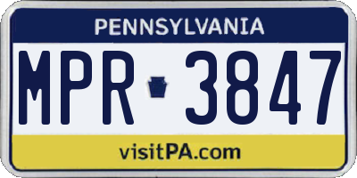 PA license plate MPR3847