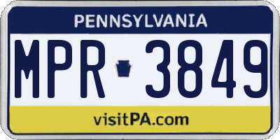 PA license plate MPR3849